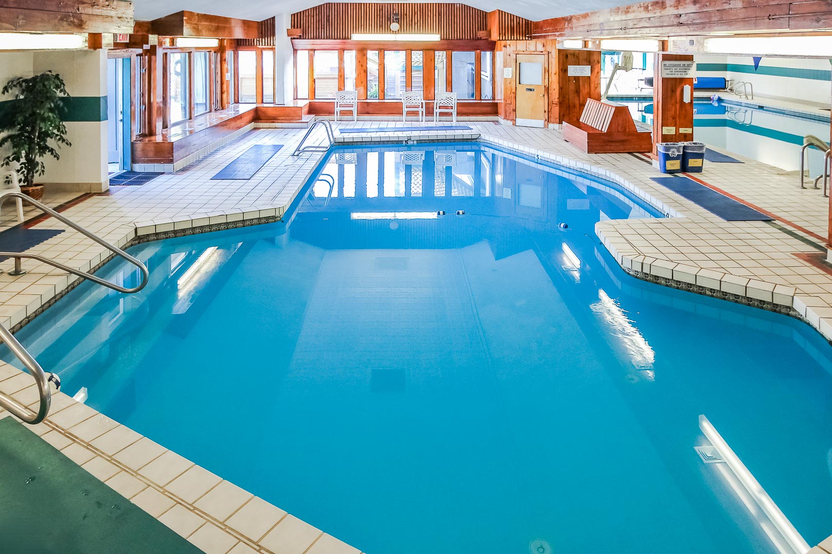 A peaceful indoor swimming pool at VRI's Village of Loon Mountain in New Hampshire.